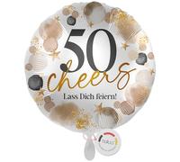 balloa Palloncino rotondo in pellicola, 50 cheers Lass dich feiern, elio, palloncino rotondo, per compleanno, donna, uomo, decorazione per 50 anni, per feste, palloncini, anniversario, 33 cm