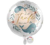 balloa Palloncino XXL per il battesimo con gli amici della balena, regalo per battesimo per ragazzi e ragazze, adatto a elio, palloncino rotondo, decorazione decorativa per battesimi, 53 cm