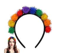 Ballobande per bambini, fascia arcobaleno POM | Teste di palla arcobaleno del festival | Vestiti Ornamento per capelli, copricapo di moda cosplay per materiali di compleanno per le vacanze