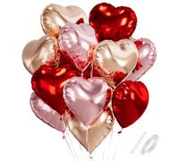Ballon Coeur, 18 Inch Ballon Mariage Forme de Coeur, Ballon Coeur Rouge Helium, Ballons de Fleuret Coeur, Ballon Coeur Or Rose Rouge Hélium Décoration Romantique pour Engagement Mariage Valentine