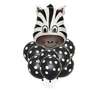 ballonfritz® Set di 11 palloncini con testa di zebra, XXL, 65 x 45 x 20 cm, come regalo di compleanno, decorazione per feste o compleanno per bambini