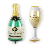 ballonfritz® Set di palloncini con bottiglia di champagne e vetro - XXL in pellicola come decorazione per matrimoni, saluti, feste, accessori fotografici o sorpresa
