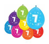 Ballons 2-seitige gedruckte Nummer 7, 8st.
