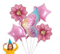 Ballons à fleurs en papier d'aluminium - 15 ballons multicolores papillons et floraux, ensemble de fête légers l'hélium, décorations vibrantes réutilisables | Fête d'anniversaire, sh