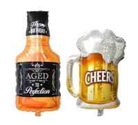 Balloon Birra, 2 Pezzi Birra Compleanno Balloons, Palloncini Alluminio Champagne, Champagne Elio Palloncino, Palloncini Elio Birra, Palloncino Beer e Champagnea, per Compleanno e Feste a Tema