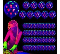 Balloon neon Glow in the Dark - 12in Clear Latex Party Balloons, Heart Dot Star Design | Set fluorescente da 50 pcs, pacchetto decorativo colorato per matrimoni di Natale, banchetti