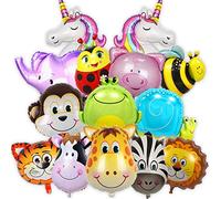 Balloono 14 Pezzi de Palloncini Animali - Addobbi Feste di Ragazzi e Ragazze - Palloncini Elio Galleggianti, Disegni Colorati - Facili da Gonfiare