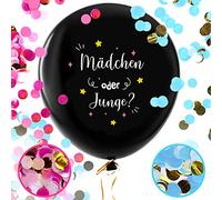 Balloono Gender Reveal Balloon (91 cm) ● Girl or Boy Party Ballon per sesso Annuncio Festa ● 1 x Baby Ballon con coriandoli, ago, bandiere e fiocco