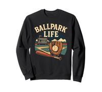 Ballpark Life - Scena vintage sul campo da baseball Felpa