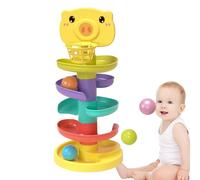 Ballrutschspielzeug - Kugelturm 33cm Bahn, Rollwirbel Stapelspiel | Lustiges Lernspiel Motorik Greiftraining Turmset, Kindergarten Kinder Cartoon Schwein Geräusch Geschenk Aktivspaß for Mädchen
