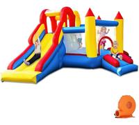 Ballsea Castello gonfiabile con scivolo, parco giochi per interni ed esterni, certificato di sicurezza, diverse aree di gioco, 3-10 anni, 375x305x195 cm (con ventola)