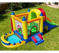 Ballsea Castello gonfiabile con ventilatore per bambini: sicuro, divertente, XXL, per interni ed esterni, con scivolo