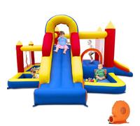 Ballsea Castello gonfiabile con ventilatore, per interni XXL, paradiso per bambini con scivolo, rete di sicurezza, certificato EN71, per 3-8 anni