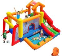 Ballsea Castello Gonfiabile per Bambini, Giardino Gonfiabili per Bambini Da casa con Scivolo, Adatto per regali di festa di compleanno per bambini di età compresa tra 3~10 (343 x 280 x 203 cm）