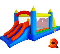 Ballsea Grande castello gonfiabile con asciugacapelli per età da 3 a 10 anni, ostacolo arrampicata trampolino scivolo preferito dai bambini, il miglior regalo per i bambini (488 x 240 x 190 cm)