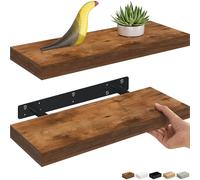 Ballucci Set di 2 mensole galleggianti, in legno, con staffe invisibili, per bagno, soggiorno, camera da letto, cucina, asilo nido, 15,2 cm di profondità, marrone rustico