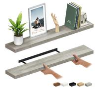 Ballucci Set di mensole galleggianti extra larghe, confezione da 2 mensole in legno da 122 cm, con staffe invisibili, per soggiorno, bagno, cucina, asilo nido, profondità 20,3 cm, rovere grigio