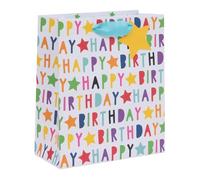Ballyhoo Busta regalo di compleanno, misura media, con testo luminoso, 25,3 x 21,5 x 10,2 mm, multicolore