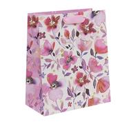 Ballyhoo Grande sacchetto regalo con fiori delicati, per compleanni e altre celebrazioni, 31,5 x 26 x 13,5 cm, multicolore