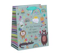 Ballyhoo Grande sacchetto regalo di compleanno Hip Hip Hooray, 31,5 x 26 x 13,5 cm, multicolore