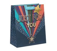 Ballyhoo Grande sacchetto regalo Happy Birthday Just for You Star Rays 31,5 x 26 x 13,5 cm, multicolore