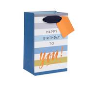 Ballyhoo Happy Birthday to You - Sacchetto regalo con profumo, perfetto per piccoli regali, 12,7 x 20,3 x 10 cm, a righe blu