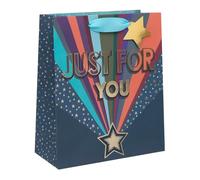 Ballyhoo Sacchetto regalo di compleanno con scritta in inglese "Just for you" Star Rays, 25,3 x 21,5 x 10,2 mm, multicolore