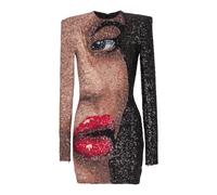 Balmain - Abito corto ricamato motivo Face - - Dresses - Donna - Multicolore - L