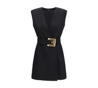 Balmain Black Fleece Wool Cocktail Dress - IT40 | M