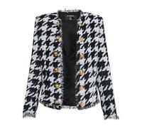 Balmain - Blazer con motivo pied de poule - -Jackets -Donna -Nero -M