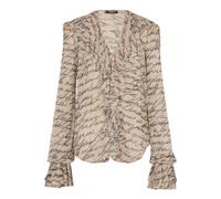 Balmain - Camicia con stampa a lettere d'amore e balze - - Blouses & Shirts - Donna - Beige - XS