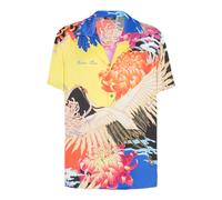 Balmain - Camicia pigiama a maniche corte in raso con stampa Gru - - Shirts - Uomo - Multicolore - L