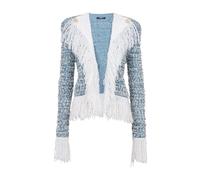 Balmain - Giacca sartoriale con scollo a V e bordo sfrangiato - - Jackets - Donna - Blu - L