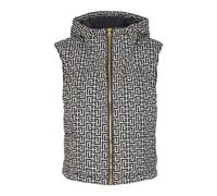 Balmain - Giacca smanicata imbottita con monogramma e cappuccio - - Jackets - Donna - Nero - S