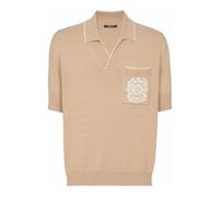 Balmain - Polo con ricamo Bamain stemma in magia - - Knitwear - Uomo - Beige - M