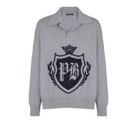 Balmain - Pullover-polo College emblema in cachemire - - Knitwear - Uomo - Grigio - 2XL