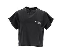 Balmain - T-shirt con Logo in Cotone Nero - - Tops - Donna - Nero - XS