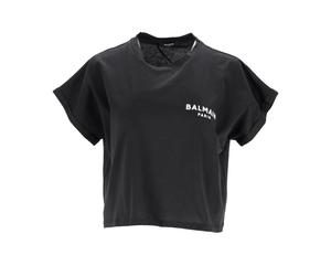 Balmain - T-shirt con Logo in Cotone Nero - - Tops - Donna - Nero - XS