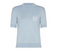 Balmain - Top in maglia con ricamo emblema - - Knitwear - Donna - Blu - M
