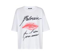 Balmain, ,Tops ,Donna ,Bianco ,M T-shirt bianca con stampa Kiss