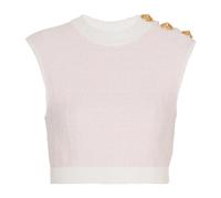 Balmain - Tweed Crop Top con Bottoni - - Tops - Donna - Rosa - M
