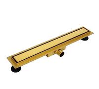 BALNEO Canalina per Doccia, Canaletta di Scarico 70 Gold Basso 52mm, Set Completo con Grande Filtro, Scarico per Doccia su Entrambi i Lati con Pannello o Sotto Piastra, Duplex Next 2in1