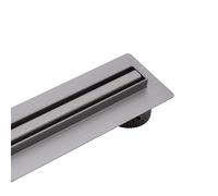 BALNEO Canalina per Doccia, Canaletta di Scarico da 80cm, Acciaio Inossidabile Grafite, Pannello Stretto da 14mm, Set Completo, Basso 57mm, Scarico per Doccia Slim e Basso Proline