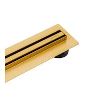 BALNEO Canalina per Doccia, Canaletta di Scarico da 80cm, Scarico a Pavimento Dorato in Acciaio Inossidabile, Pannello Stretto da 14mm, Basso 57mm, Scarico per Doccia Sottile e Basso Proline