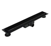BALNEO Canalina per Doccia, Canaletta di Scarico da 80cm, Scarico a Pavimento in Acciaio Inox, Pannello in Vetro, Basso 52mm, Set Completo con Filtro Grande, Scarico per Doccia G-Drain Double Dark