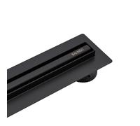 BALNEO Canalina per Doccia, Canaletta di Scarico da 80cm, Scarico a Pavimento Nero, in Acciaio Inossidabile, Pannello Stretto da 14mm, Basso 57mm, Scarico per Doccia Sottile e Basso Proline