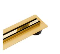 BALNEO Canalina per Doccia da 80cm, Scarico a Pavimento con Specchio Dorato, in Acciaio Inossidabile, Pannello Stretto da 14mm, Basso 57mm, Scarico per Doccia Sottile e Basso Proline