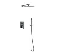Balneo Miscelatore Doccia - Installazione a parete per un uso confortevole - Soffione con doccetta - Sistema doccia con risparmio idrico - Comfort e design - Gun Metal - Modello 3