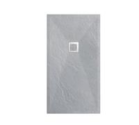 BALNEO Piatto Doccia, Piatto Doccia, Resina Sintetica Composita, Struttura Antiscivolo e Antibatterica, con Davanzale Basso, Tagliabile a Misura, "F" Grigio Chiaro Vassoio in Pietra 80x120x2,5cm