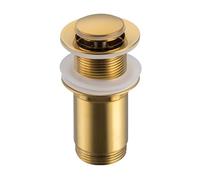 Balneo Tappo per Lavabo in Oottone Universale - Valvola Pop Up per Lavabo 66mm x G1 1/4 - Pop Up - Tappo per Lavabo senza Troppopieno - 4 Guarnizioni, Clic E - oro